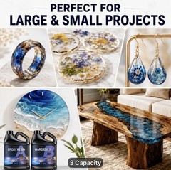 FUNEPOXY Crystal Clear Epoxy Resin Kit Part A & B Hardener 1:1 Mix Ratio