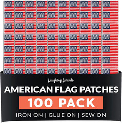 Laughing Lizards Bulk Small American Flag Patches (100 Pack) US Flag Embroidered