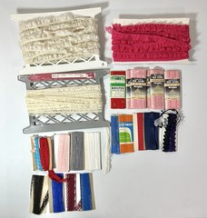 Vintage Ruffled Lace Trim Lot Stretch Craft Fabric Unknown Measurements
