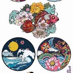 Violette Stickers – Japanese Flowers – 1 Japan Floral Art Sticker Sheet – Crafts