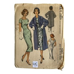 Vtg 50s McCalls 4361 Sewing Pattern Dress Coat Jacket Sz 14 Bust 34″