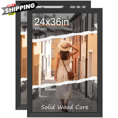 YiTanli Solid Wood 24×36 Poster Frame 2 Pack, Black 2