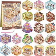 20 Sets DIY 3D Sticker Scene Collection Book, Miniature Cute Cartoon Animal Stic