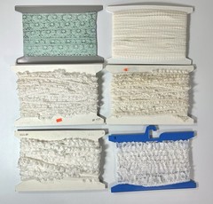 Vintage Ruffled Lace Trim Lot Stretch Craft Fabric Unknown Measurements