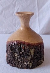 Hand Turned Wood Bud Vase With Raw Bark Edge Artist Branded