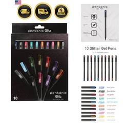 Glitter Gel Pens, 10 Count, 10 Assorted Colors, 1.0 mm Bold Point, Smooth Wri…