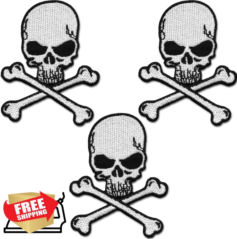 Laughing Lizards Skull Patches 3-Pack – Iron On Skeleton Halloween Appliques
