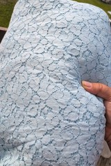 Light Blue Periwinkle Floral Lace Material Fabric Approx 8 Yards X 44″ Vtg Read