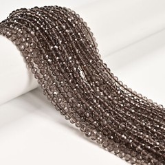 Natural Light Smoky Quartz Faceted Round Beads Size 3mm 4mm 15.5″ Strand