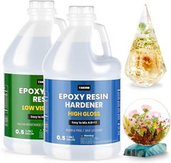 TAKIMO 1Ga Crystal Clear Resin Kit,No Bubble & Not Yellowing Epoxy Resin for DIY