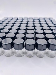 [144 Pack] 1.5 ml Clear Glass Vials with Black Closed Top Screw Caps (0.4 Dram)
