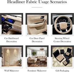 Suede Headliner 36″x60″ Foam Backing Car SUV Truck RV Boat Auto Roof Beige