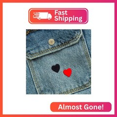 Laughing Lizards Tiny Black Heart Patches (10 Pack) Iron On Hearts Applique – He