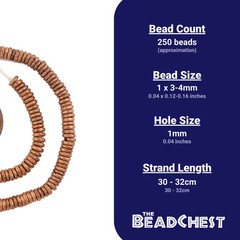 Kenya Copper Heishi Beads 4mm African 30 – 32cm Handmade