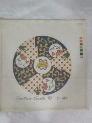 CREATIVE NEEDLE hand painted 13 mesh needlepoint Round floral canvas NEW