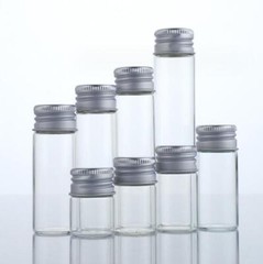 Luxurious 5ml-200ml Empty Transparent Glass Storage Bottle Aluminum Silver Cap